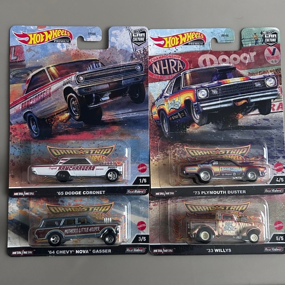 Hot Wheels Premium Dragstrip (4) Diecast Car Bundle Sealed